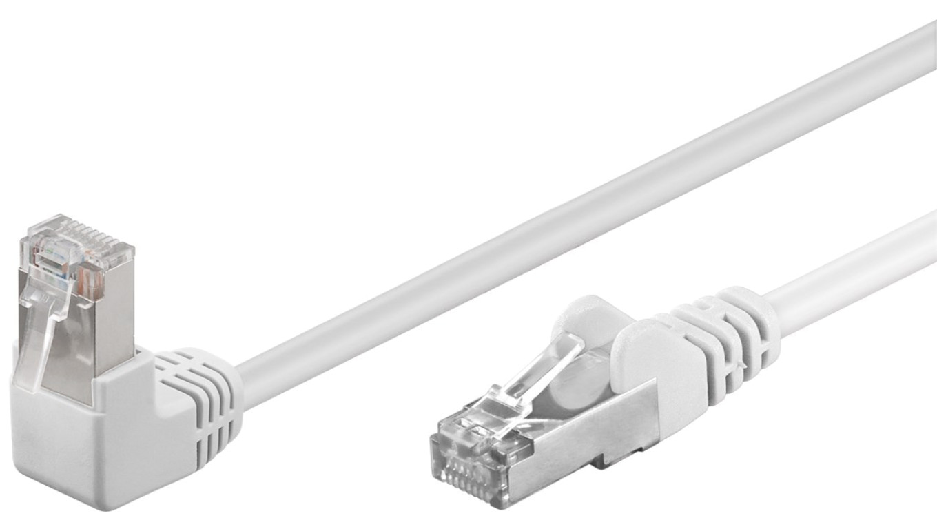 CAT 5eKabel łączący 1x 90 pod kątem,F/UTP, biały - Długość kabla 2 m