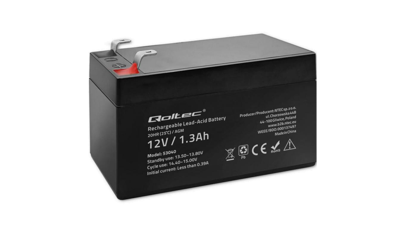 Qoltec Akumulator AGM 12V 1.3Ah Bezobsługowy Wydajny LongLife do UPS, wagi, kasy