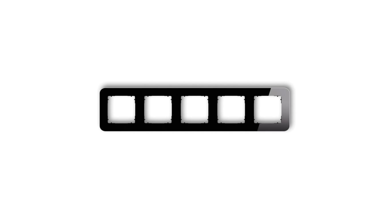 ICON Ramka uniwersalna pięciokrotna zaokrąglona - efekt szkła (ramka: czarna spód: czarny) 12-12-IRSZ-5