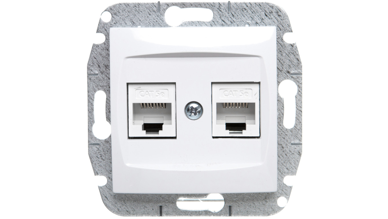 CARLA Gniazdo komputerowe podwójne 2xRJ45 cat 5e białe 1749-10
