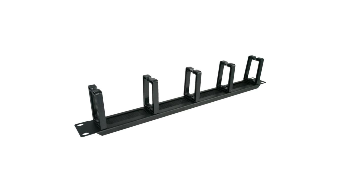 Organizator kabli RACK 19 1U metalowy czarny Alantec z plastikowymi uchwytami z przepustem szczotkowym