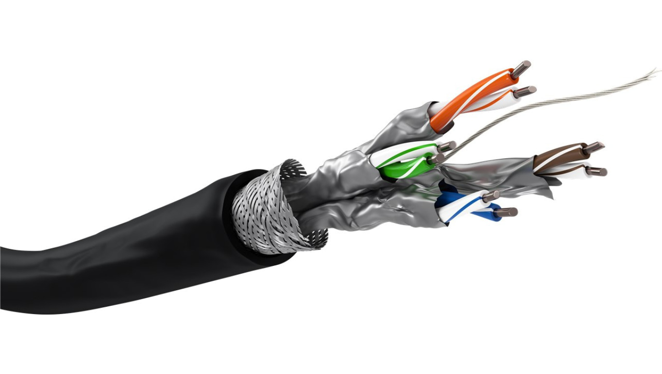 CAT 6 kabel sieciowy napowietrzny, S/FTP (PiMF), czarny - Długość kabla 100 m