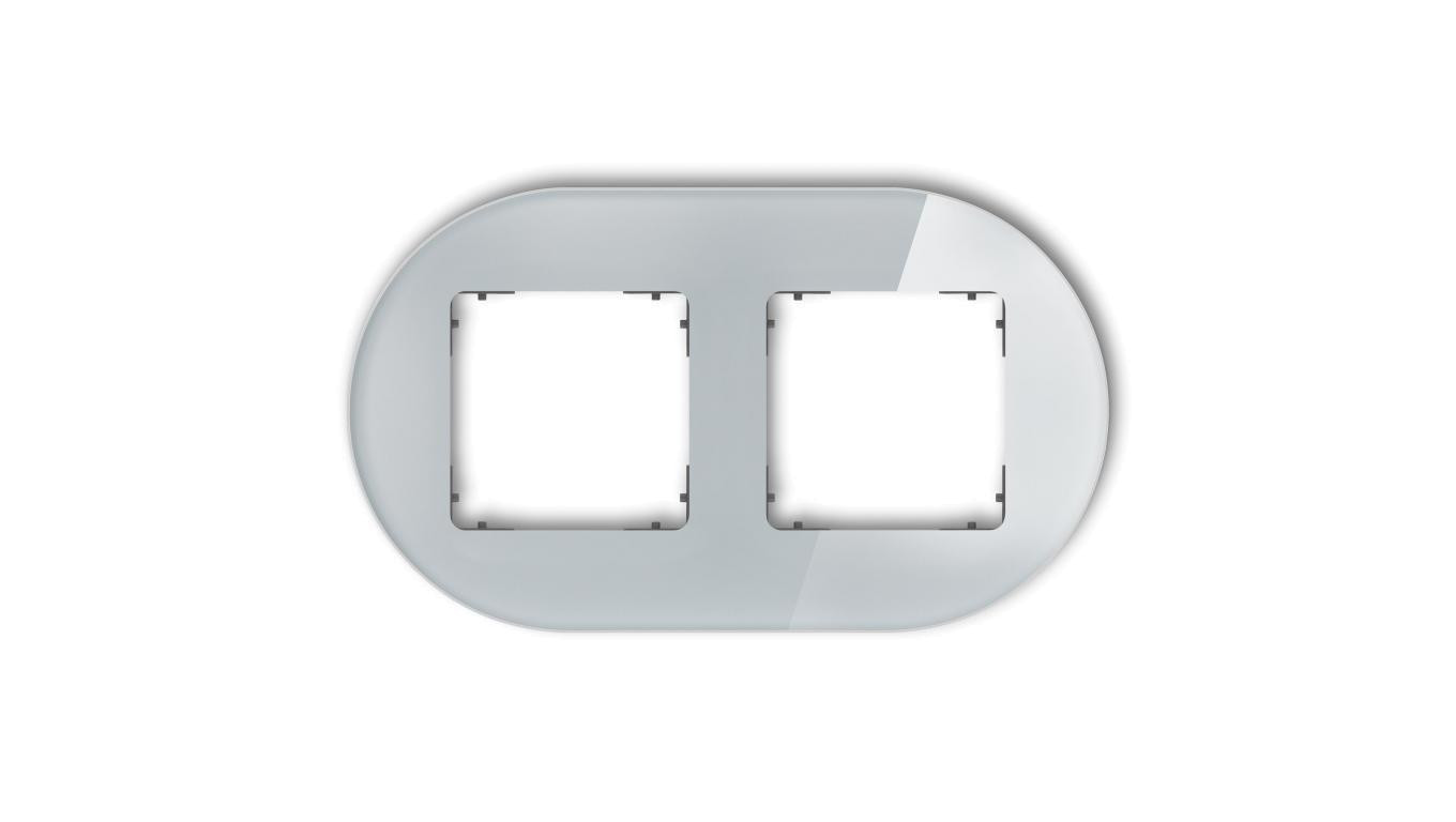 ICON Ramka uniwersalna podwójna okrągła - efekt szkła (ramka: szara spód: grafitowy mat) 15-28-IRSO-2