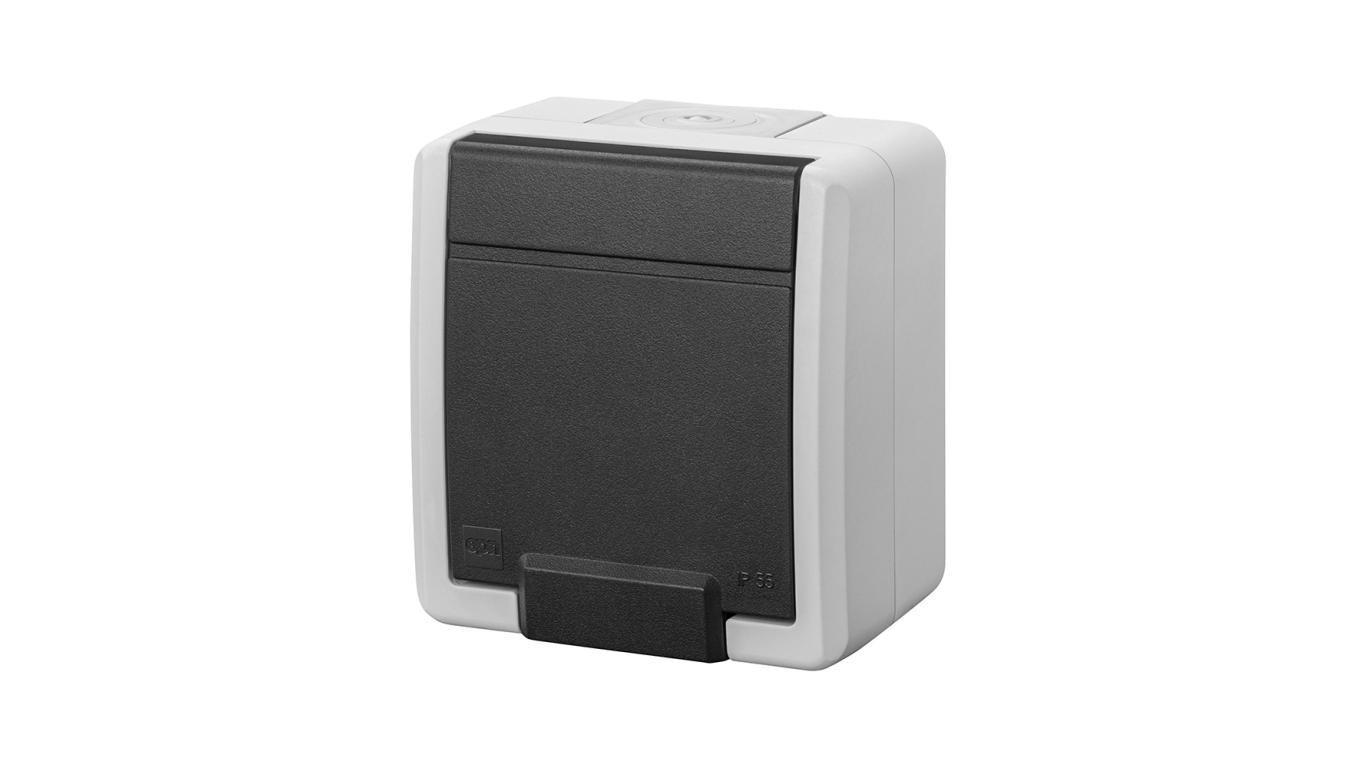 AQUANT 2K gniazdo natynkowe pojedyncze z uziemieniem 2P+Z IP55 szary 5041-10