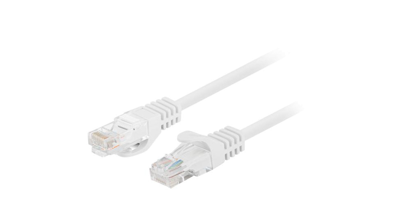 Patchcord UTP kat.6 kabel sieciowy LAN 2x RJ45 linka biały 1,5m LANBERG