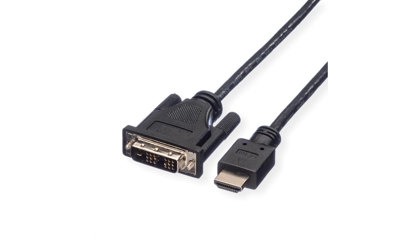 ROLINE Monitorkabel DVI (18+1) - HDMI, M/M, zwart, 1,5 m