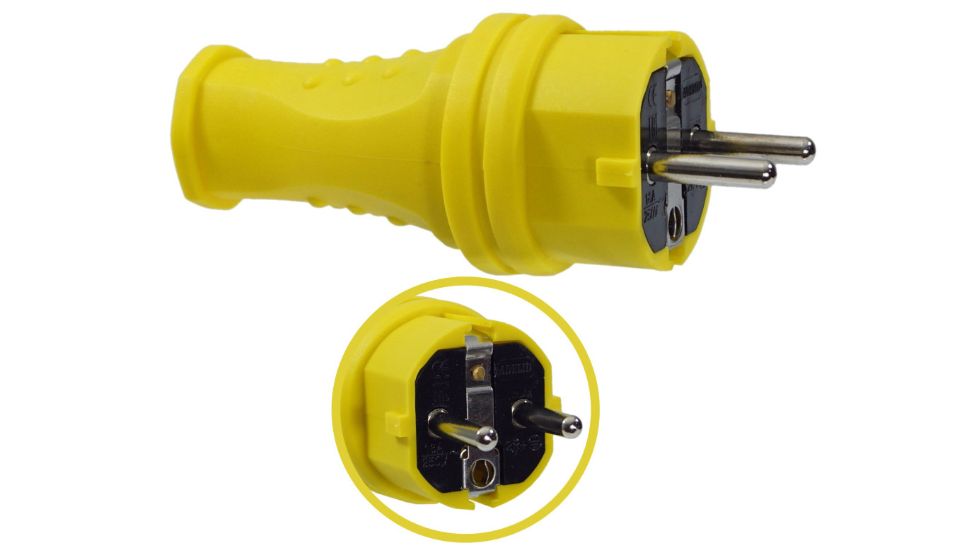 Wtyczka gumowa 16A 230V IP44 żółta AEI602277-Y