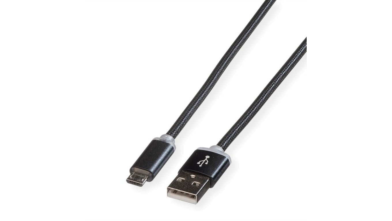 Kabel do ładowania ROLINE LED USB 2.0, A - Micro B, M/M, 1 m