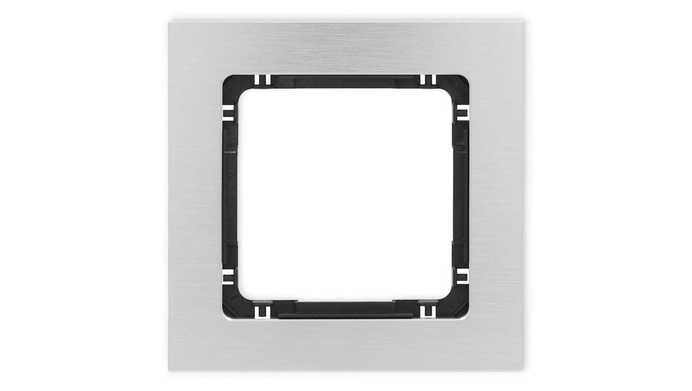 DECO Ramka uniwersalna pojedyncza - aluminium szczotkowane (ramka: srebrna spód: czarny) 7-12-DRA-1