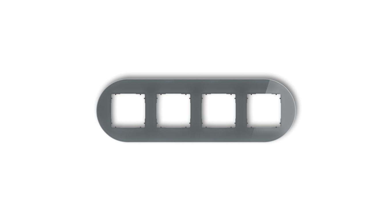 ICON Ramka uniwersalna poczwórna okrągła - efekt szkła (ramka: grafitowa spód: grafitowy mat) 28-28-IRSO-4