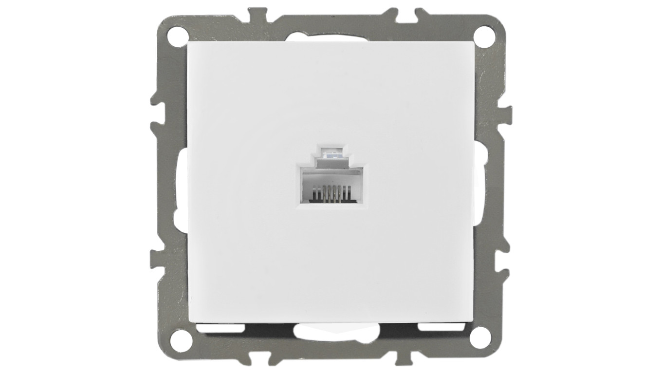 QUADRA GNIAZDKO TELEFONICZNE RJ11 BIAŁE, PODTYNKOWE, DO RAMKI