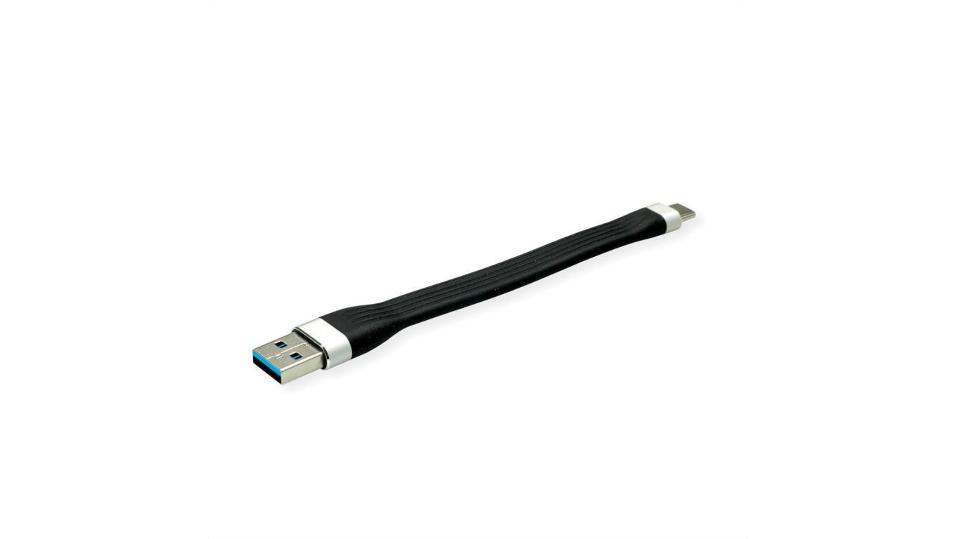 ROLINE Kabel USB 3.2 Gen 1 Silicon, A-C, M/M, czarny, 11 cm