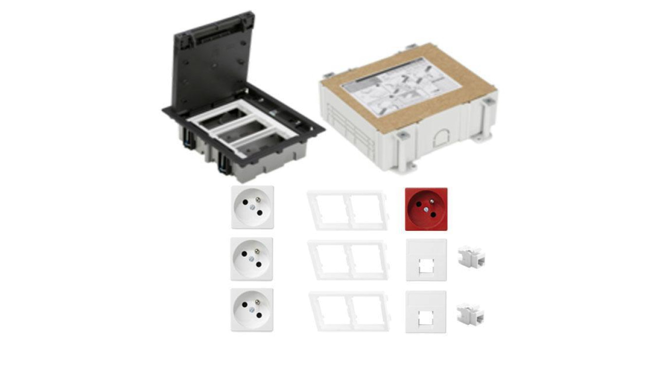 KONTAKT SIMON FLOOR BOX puszka podłogowa 3x gniazdo pojedyncze z/u + 1x gniazdo DATA + 2x gniazdo RJ45 kat.6 nieekranowane + kas