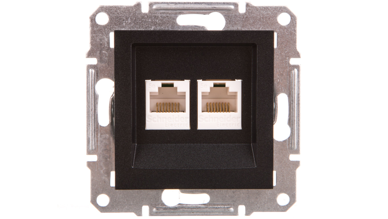 ASFORA Gniazdo komputerowe 2x kat.5e UTP bez ramki antracyt EPH4400171