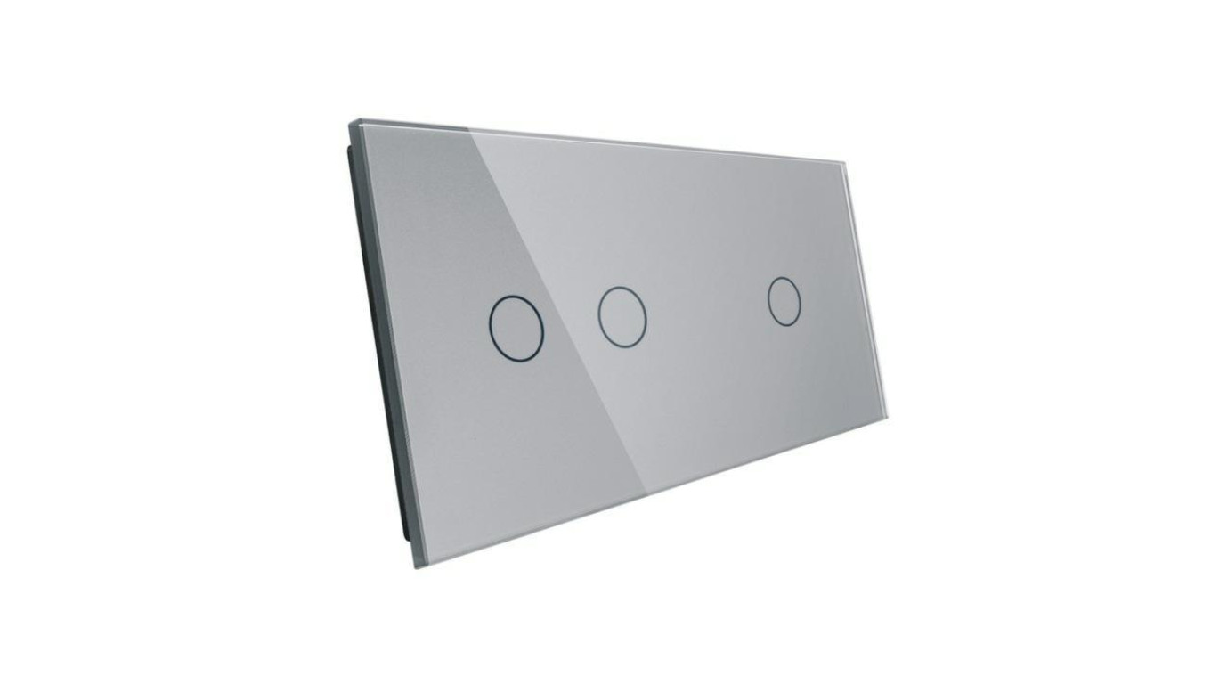 Livolo SREBRNY METALIZOWANY PANEL SZKLANY 1+2 7012-64