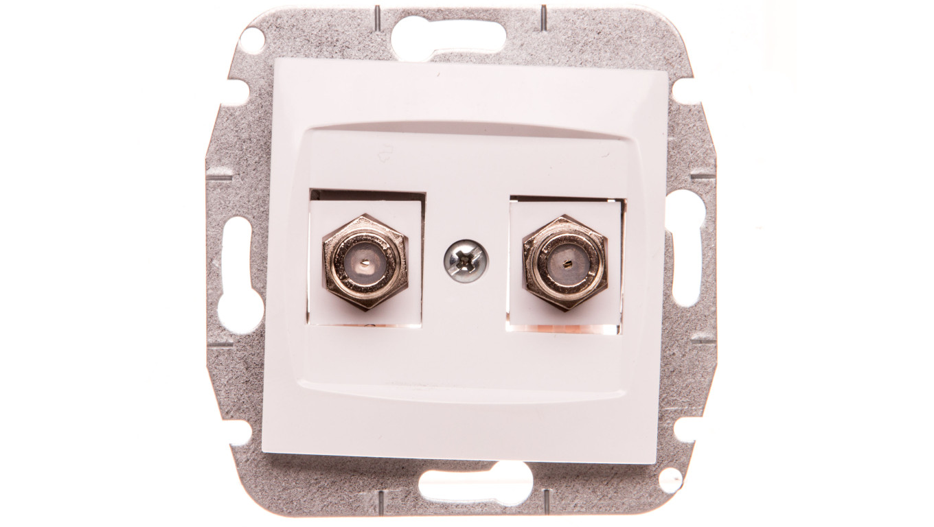 CARLA Gniazdo antenowe podwójne TV typ F-F bez ramki białe 1787-10