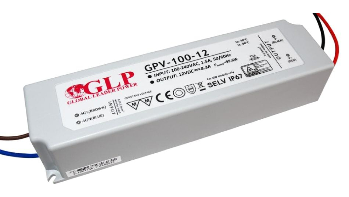 GPV-100-12 Zasilacz LED 100W 12V/8.3A IP67 hermetyczny