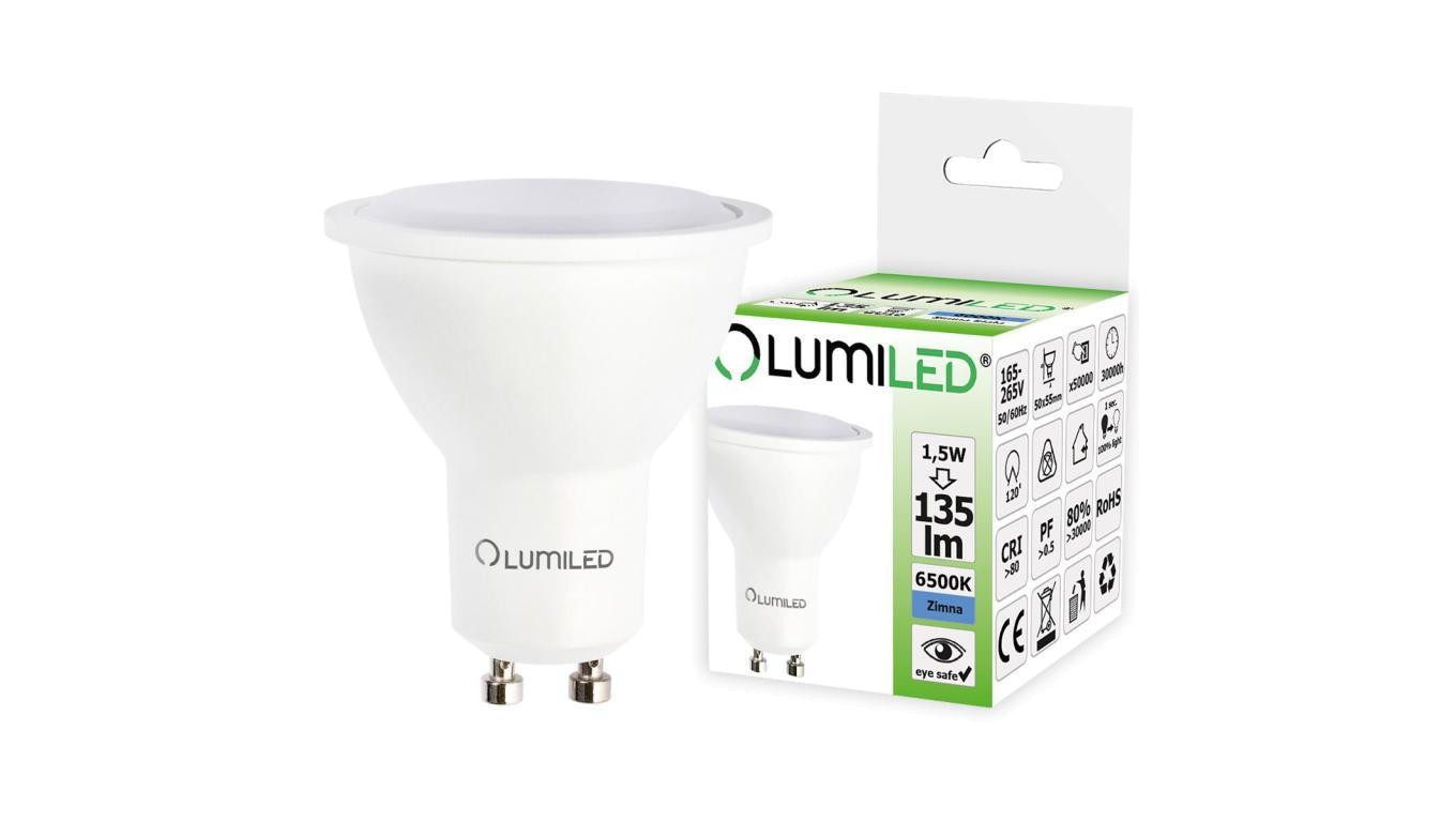 Żarówka LED GU10 1,5W = 15W 135lm 6500K Zimna 120 LUMILED
