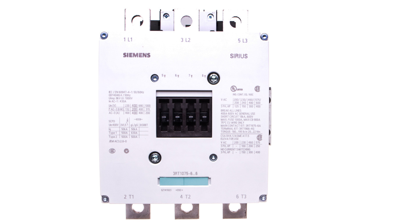Stycznik mocy 400A 3P 220-240V AC 2Z 2R S12 3RT1075-6AP36