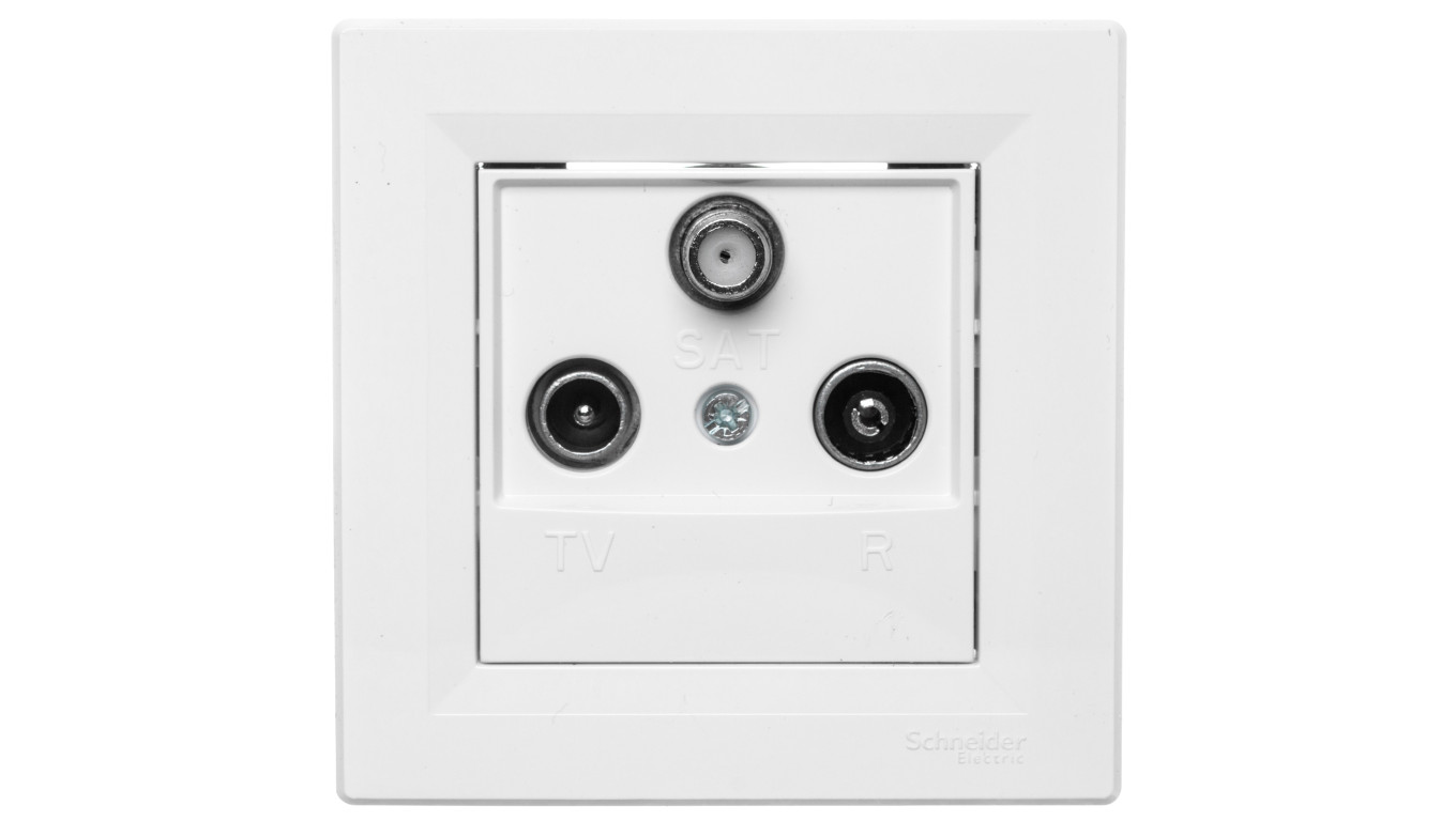 Gniazdo antenowe Asfora RTV-SAT końcowe 1dB białe z ramką EPH3500121