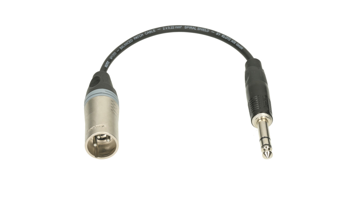 KLOTZ Przejściówka XLR 3-pin (wtyk) / Jack 6,3mm Stereo (wtyk) 0,2m