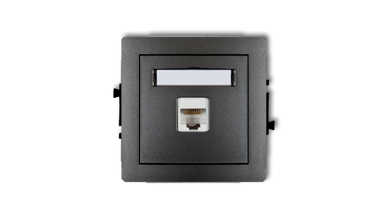 DECO Gniazda komputerowe pojedyncze 1xRJ45, kat. 5e, 8-stykowy grafitowy 11DGK-1