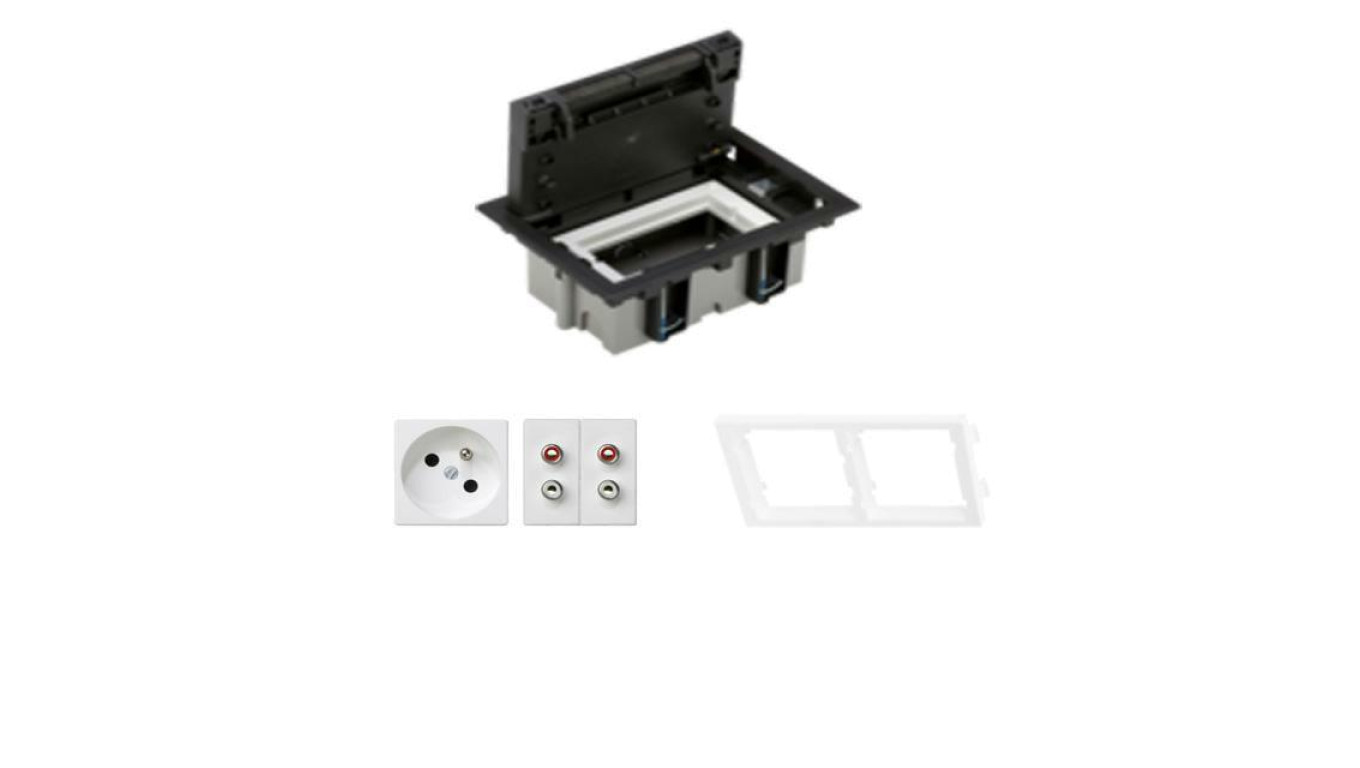 KONTAKT SIMON FLOOR BOX puszka podłogowa 1x gniazdo pojedyncze + 2x gniazdo głośnikowe do podłóg technicznych ( podniesionych )