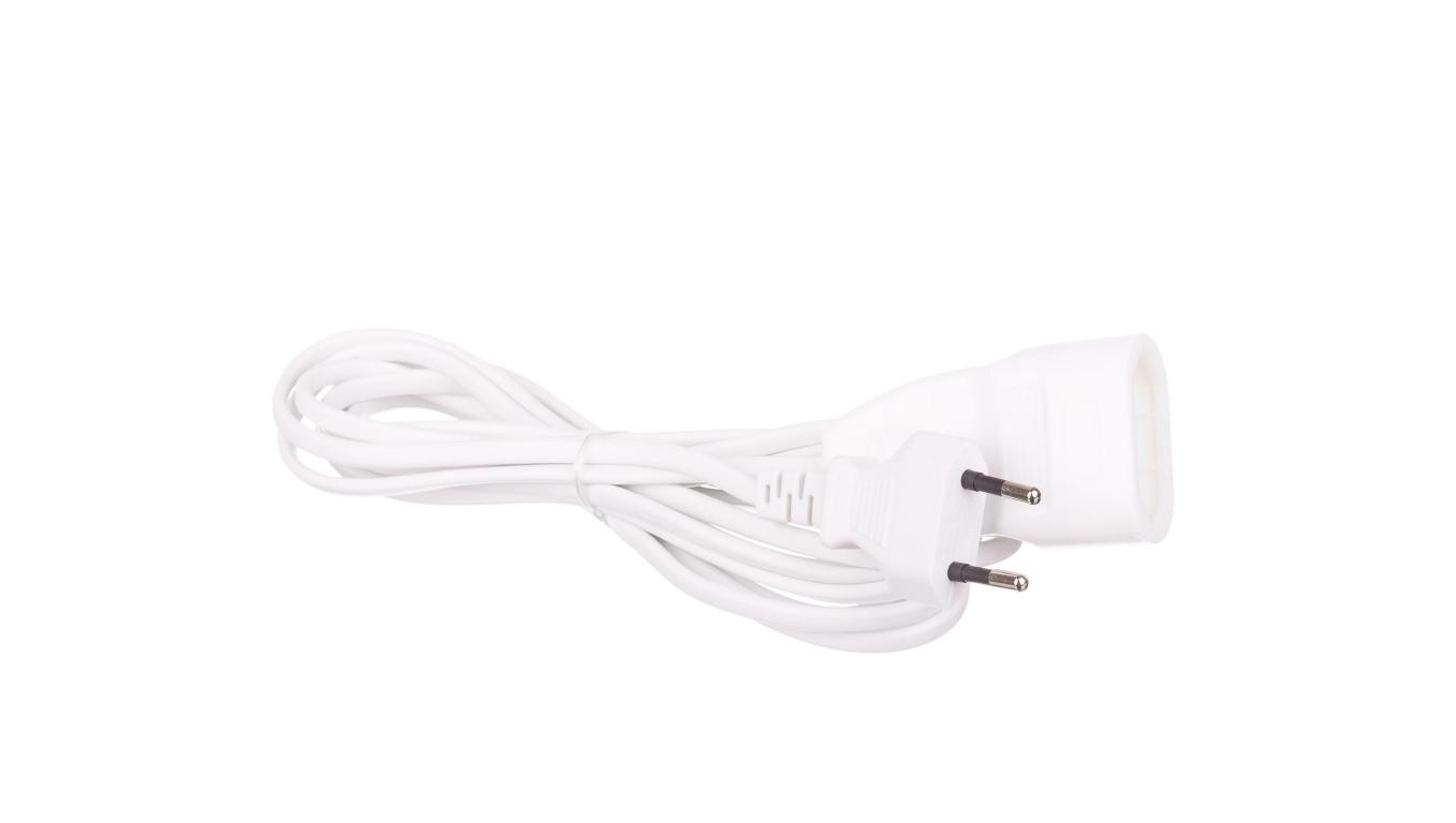 Przedłużacz 1-gniazdowy euro, 3m, 2x1,0mm OWY biały / 05661