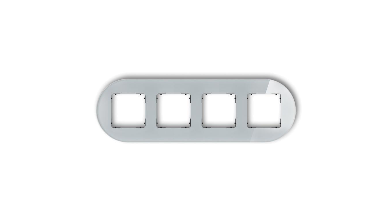 ICON Ramka uniwersalna poczwórna okrągła - efekt szkła (ramka: szara spód: czarny) 15-12-IRSO-4