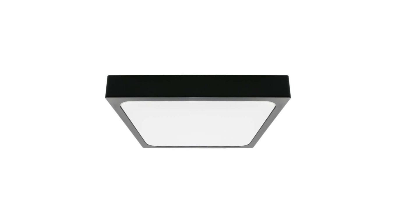 Plafoniera LED 24W 2400lm 4000K IP44 Kwadrat Mleczny Czarna Ramka z mikrofalowym czujnikiem ruchu 7673