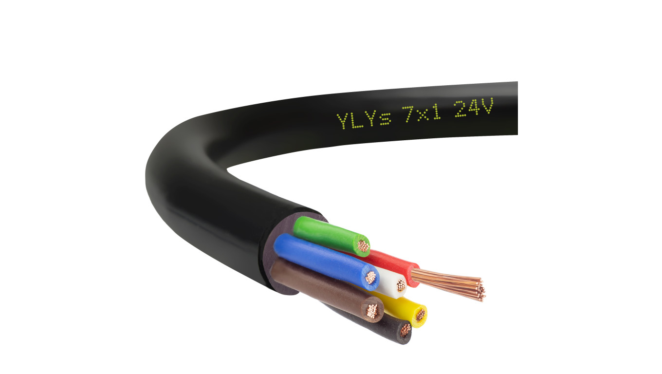 Przewód przyczepowy samochodowy YLYs 7x1 24V Elektrokabel /50m/