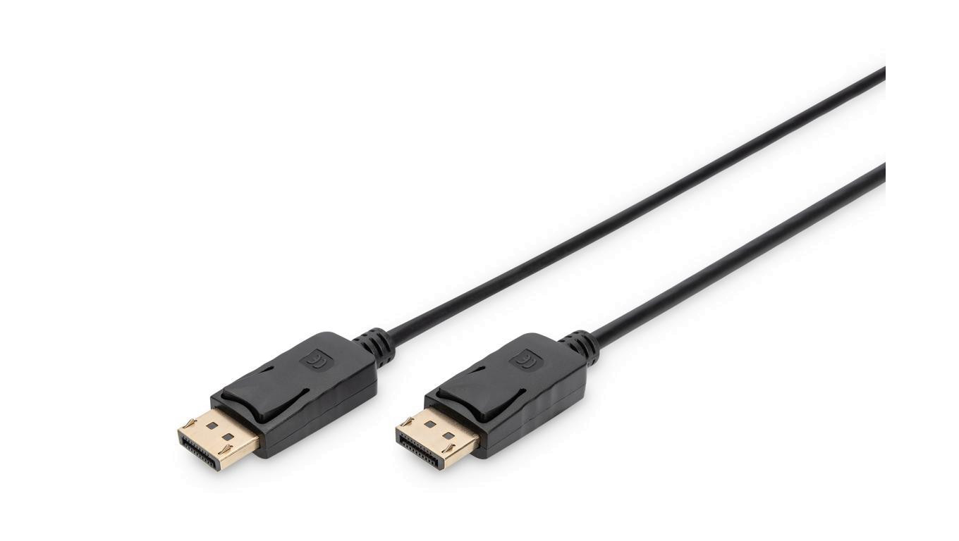 Kabel DP/DP M/M z zatrzaskami czarny 2m DisplayPort 1080p 60Hz FHD AK-340103-020-S