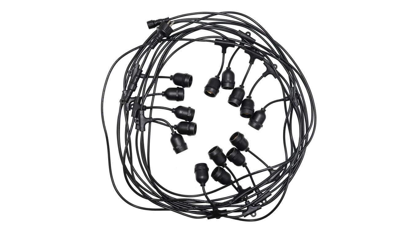 Girlanda ogrodowa do żarówek Danda 15xE27 15m IP54 wodoodporna czarna EDO777466