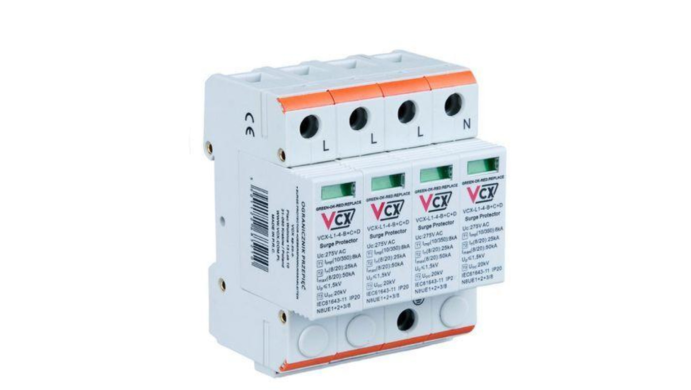 Ogranicznik przepięć klasy T1+T2+T3 4P 8kA 1,2kV Professional VCX BCD 4P 8KA