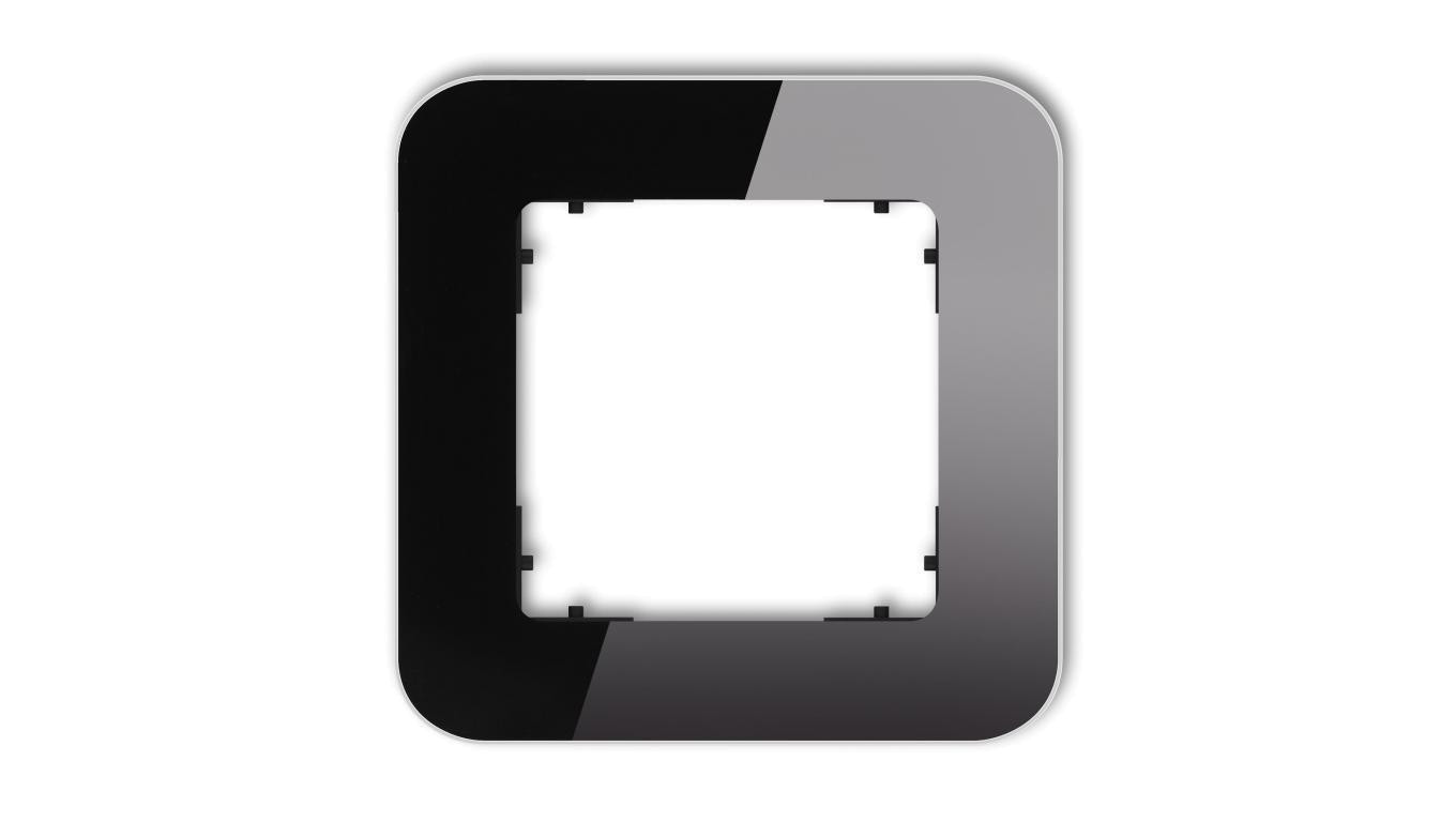 ICON Ramka uniwersalna pojedyncza zaokrąglona - efekt szkła (ramka: czarna spód: czarny) 12-12-IRSZ-1