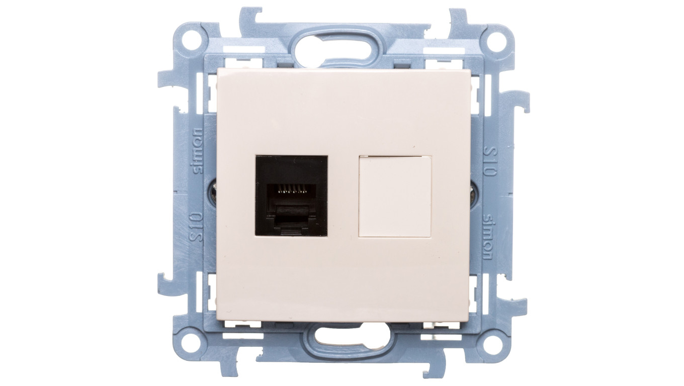 Simon 10 Gniazdo telefoniczne pojedyncze RJ12 kremowy CT1.01/41