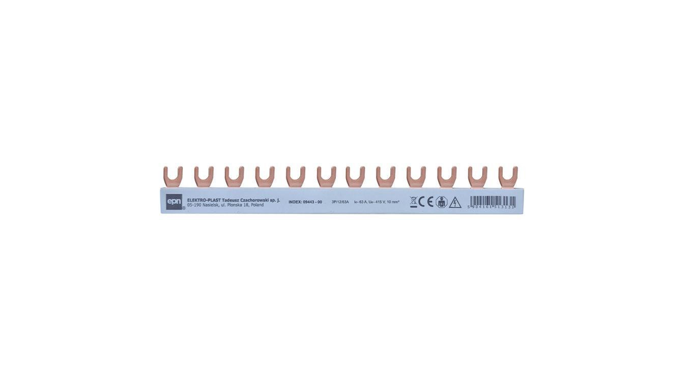 Szyna łączeniowa widełkowa 3-biegunowa 4x3/210mm, 10mm2 09443-00.