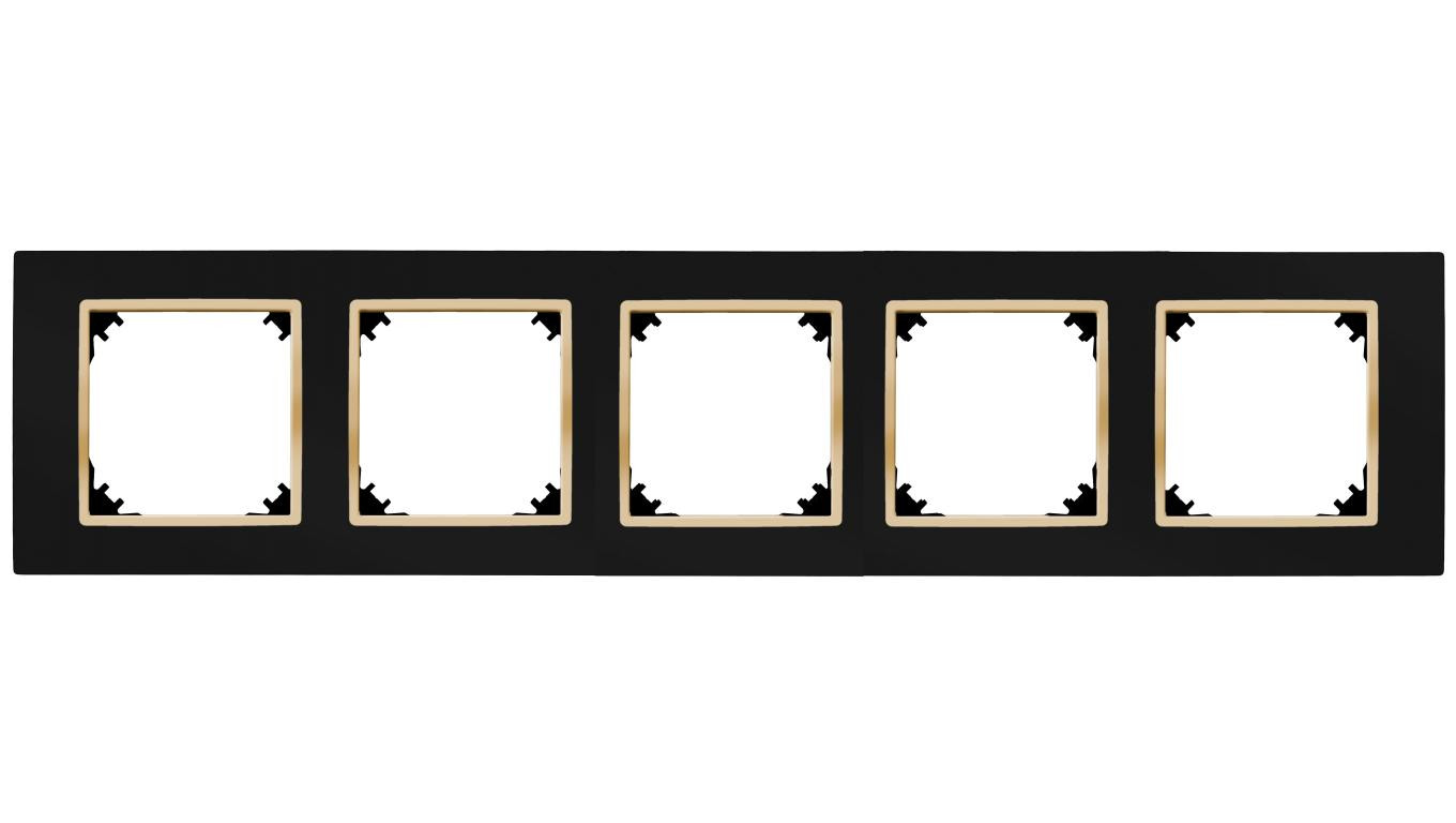 VESTRA ramka pięciokrotna IP20 czarny/złoty 3875-47