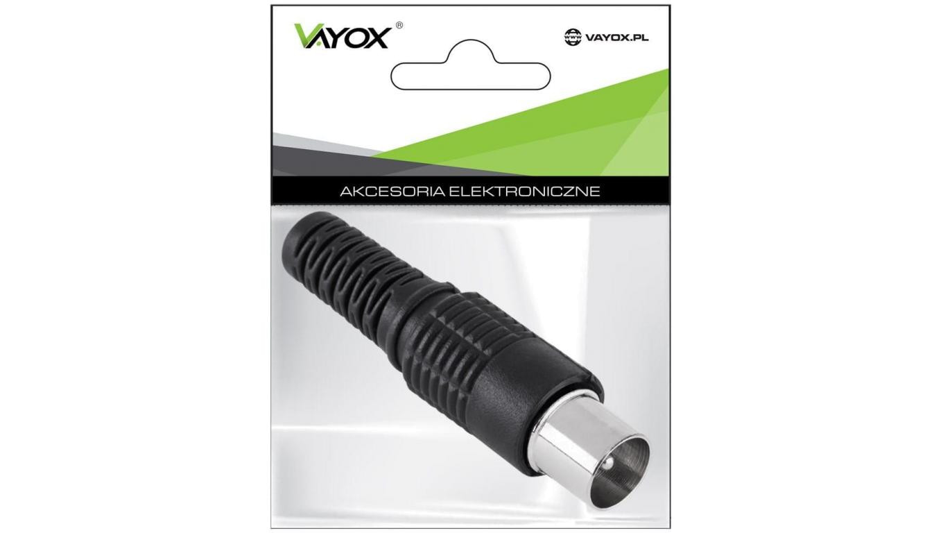 Wtyk antenowy prosty długi czarny Vayox PAK. - 100szt.