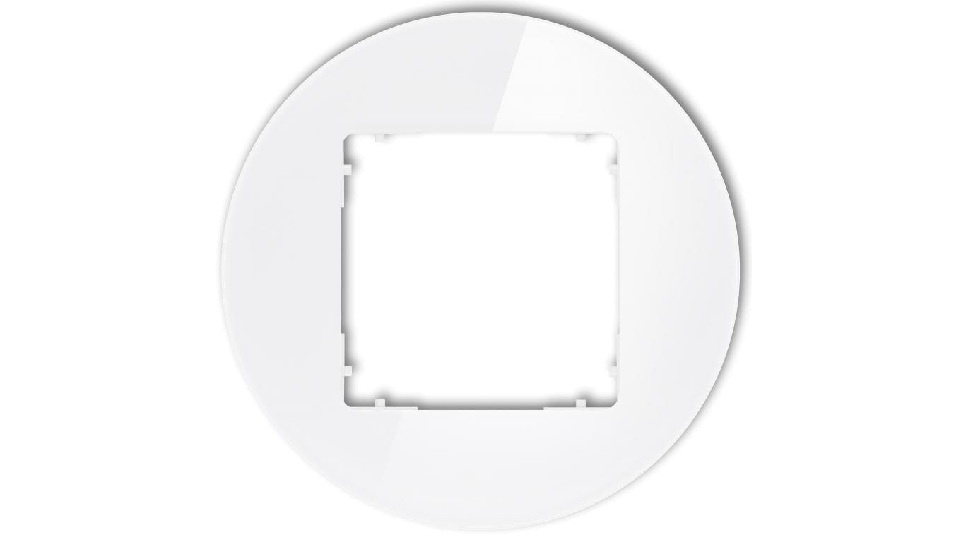 ICON Ramka uniwersalna pojedyncza okrągła - efekt szkła (ramka: biała spód: biały) 0-0-IRSO-1