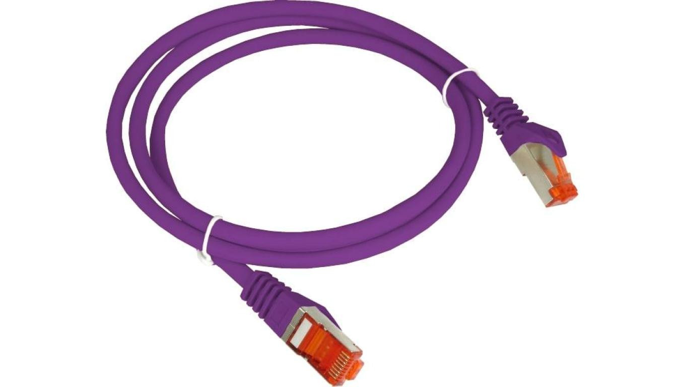 Patch-cord S/FTP kat.6A LSOH fioletowy 0,25m ALANTEC
