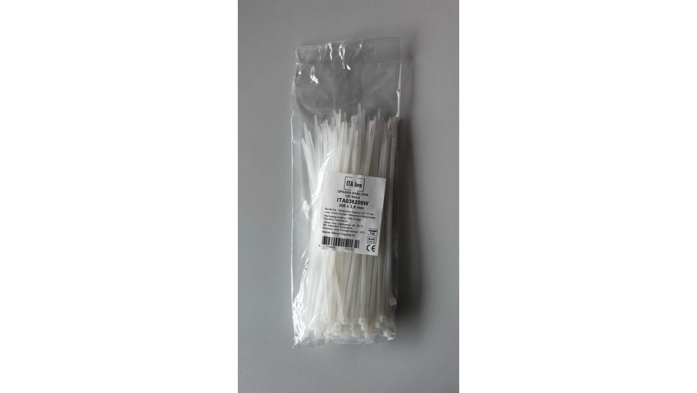 Opaska kablowa 160x4,8 biała ITAline ITA048160W /100szt./