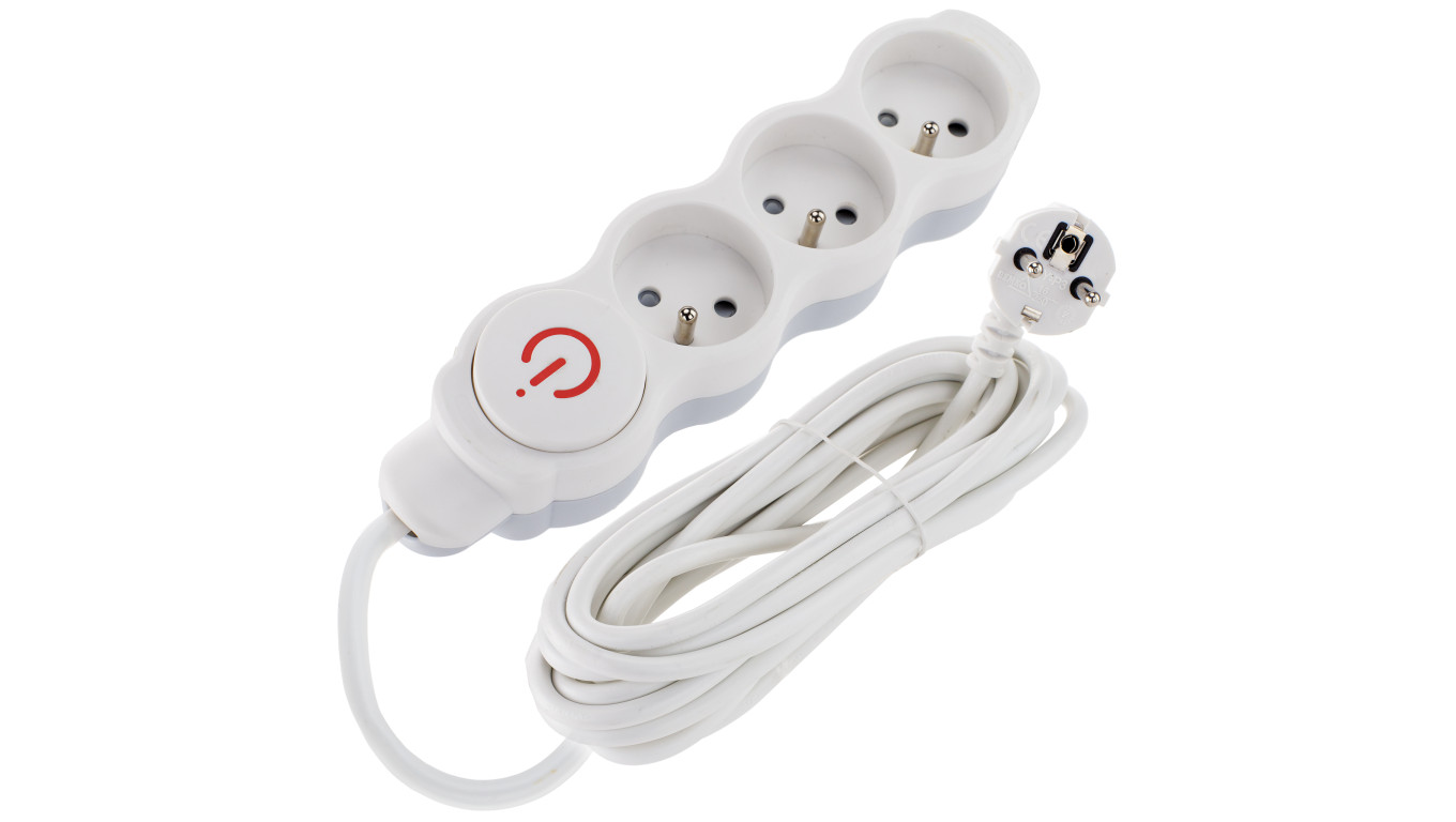 Przedłużacz prądowy 1.5m 3xGN (2P+Z) 3x1,00mm2 z wyłącznikiem