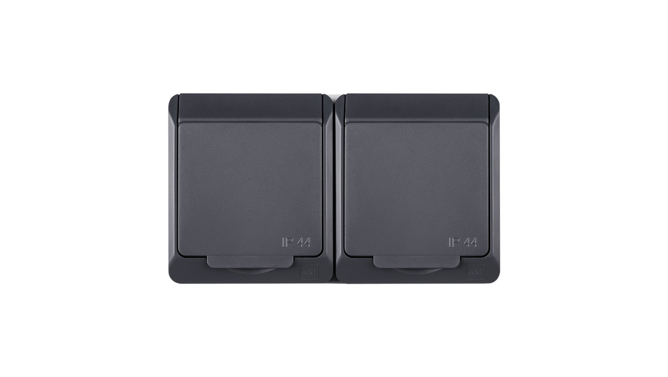 HERMES Gniazdo podwójne z/u 2P+Z SCHUKO IP44 antracyt 0325-07