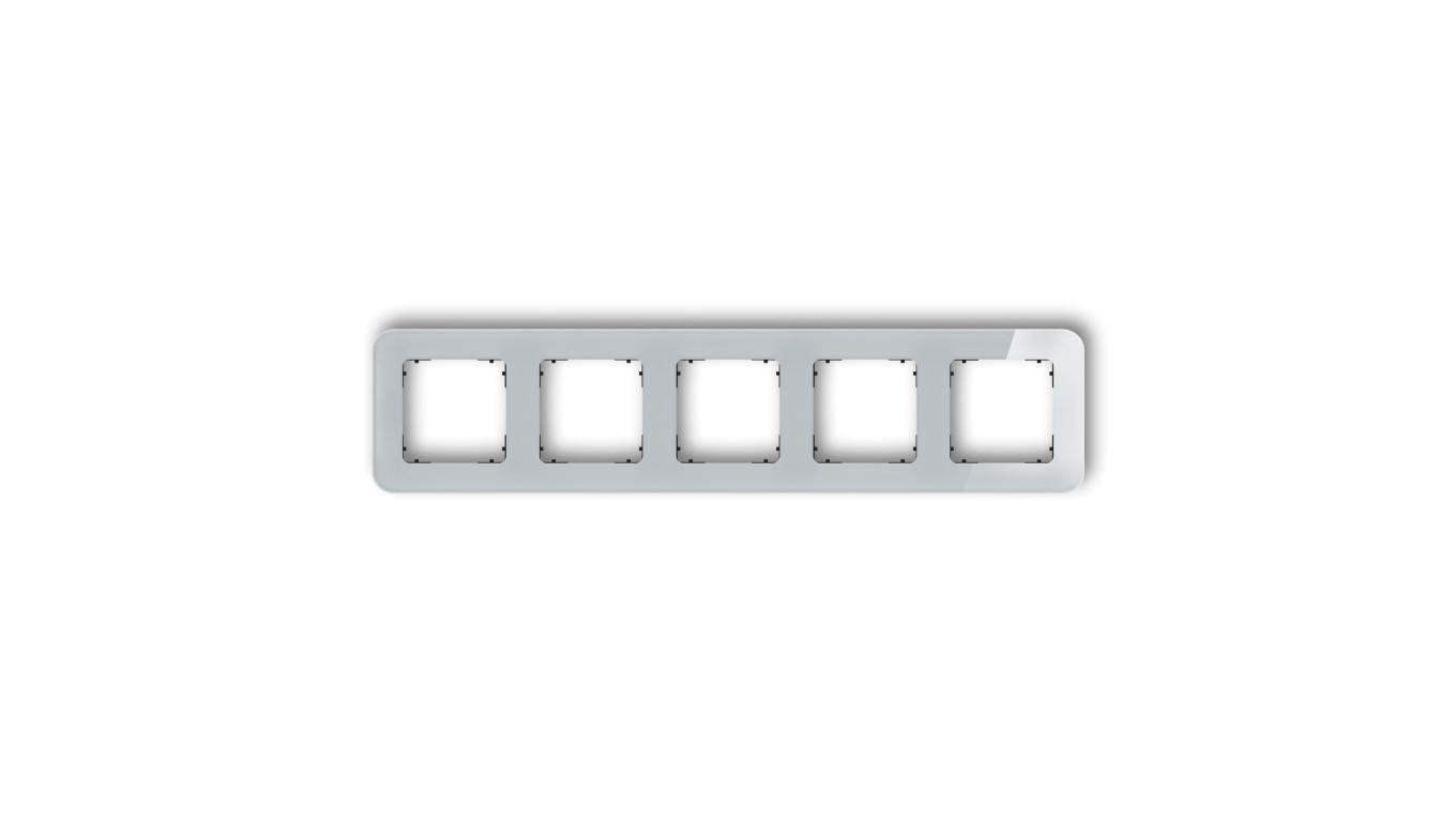 ICON Ramka uniwersalna pięciokrotna zaokrąglona - efekt szkła (ramka: szara spód: czarny) 15-12-IRSZ-5