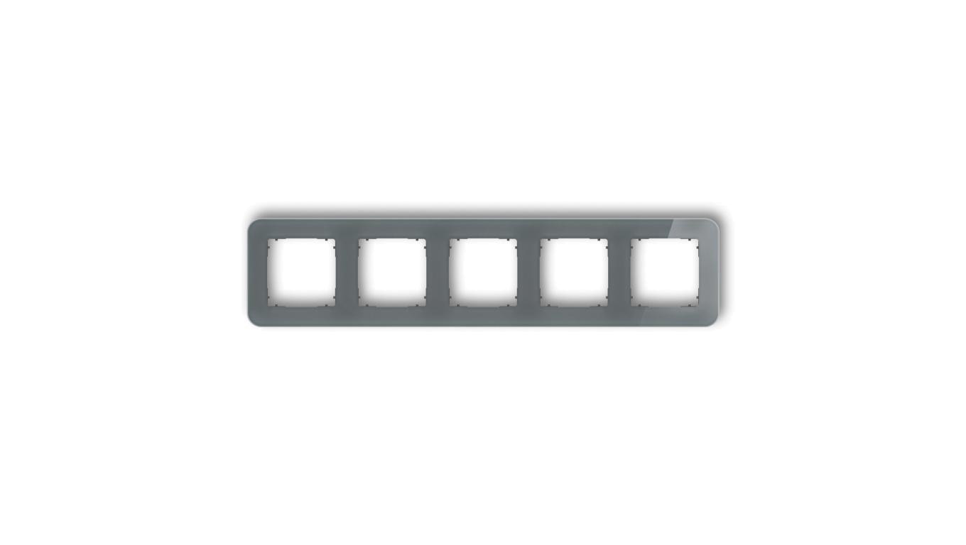 ICON Ramka uniwersalna pięciokrotna zaokrąglona - efekt szkła (ramka: grafitowa spód: grafitowy mat) 28-28-IRSZ-5