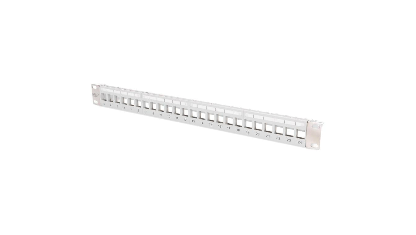 Patch panel pusty RACK 19 1U na 24 moduły keystone szary STP DIGITUS