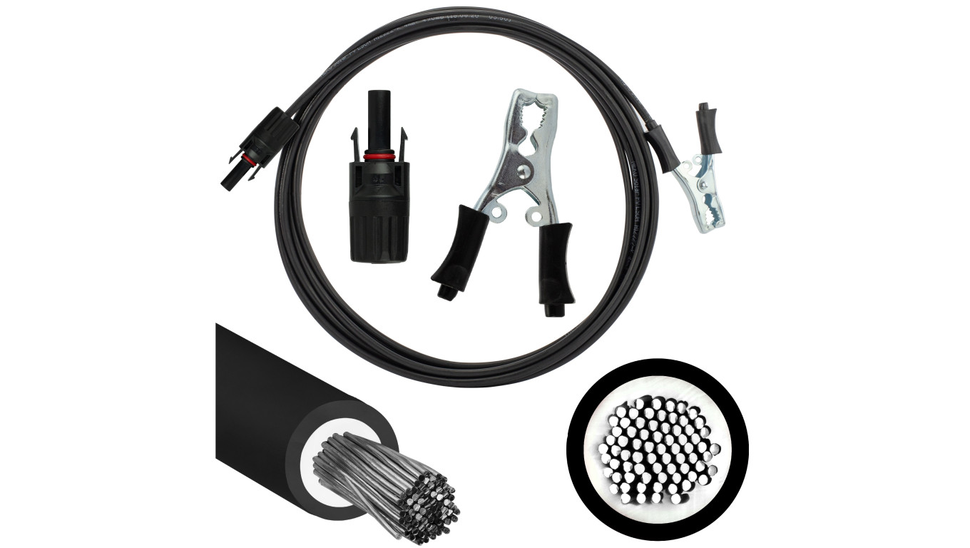 Kabel przyłączeniowy z wtykami typu krokodyl 40A - MC4 4mm2 czarny /3m/