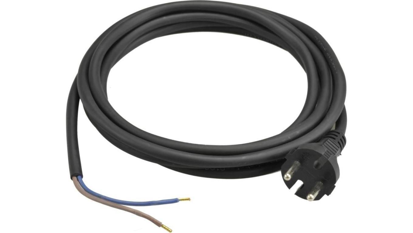 Przewód z wtyczką gumowy 2x1,5mm 5m czarny