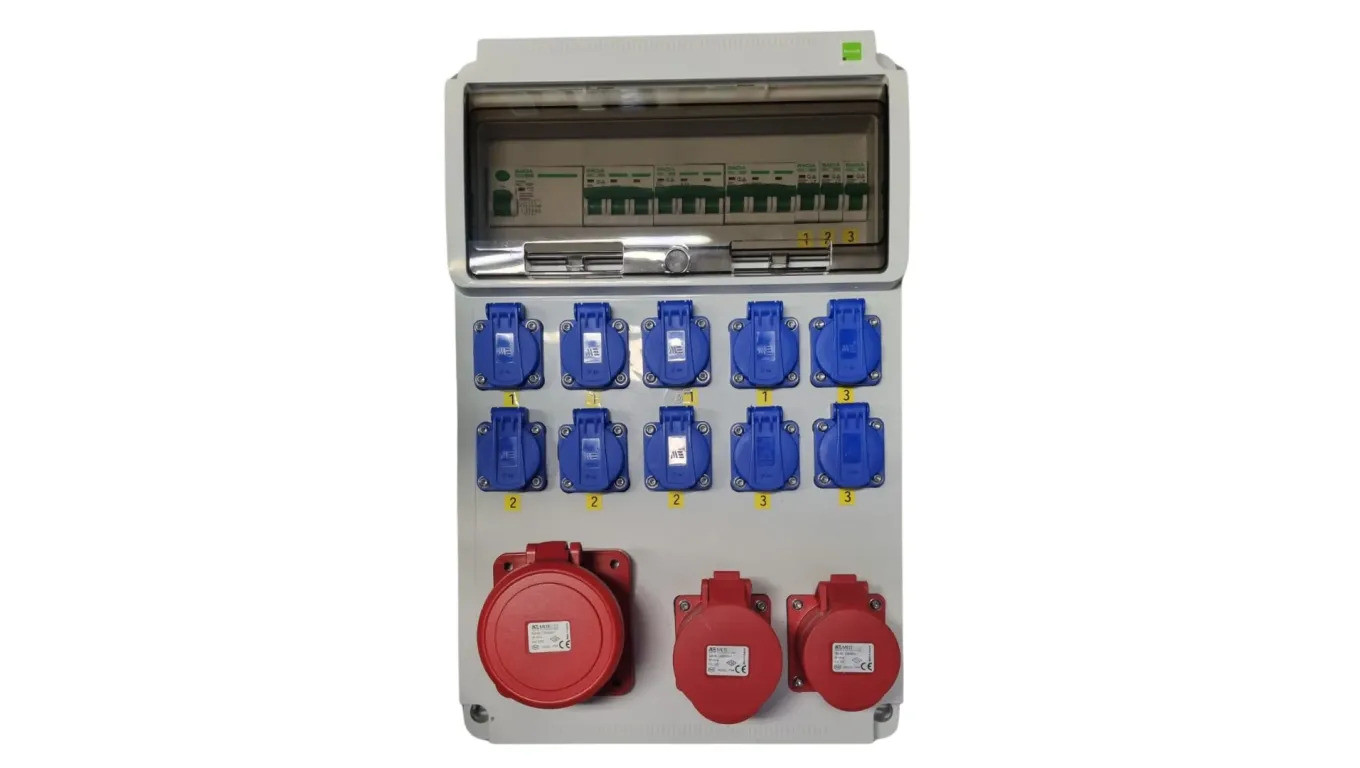 Rozdzielnica elektryczna CEE 63A 32A 16A 10x230V FI